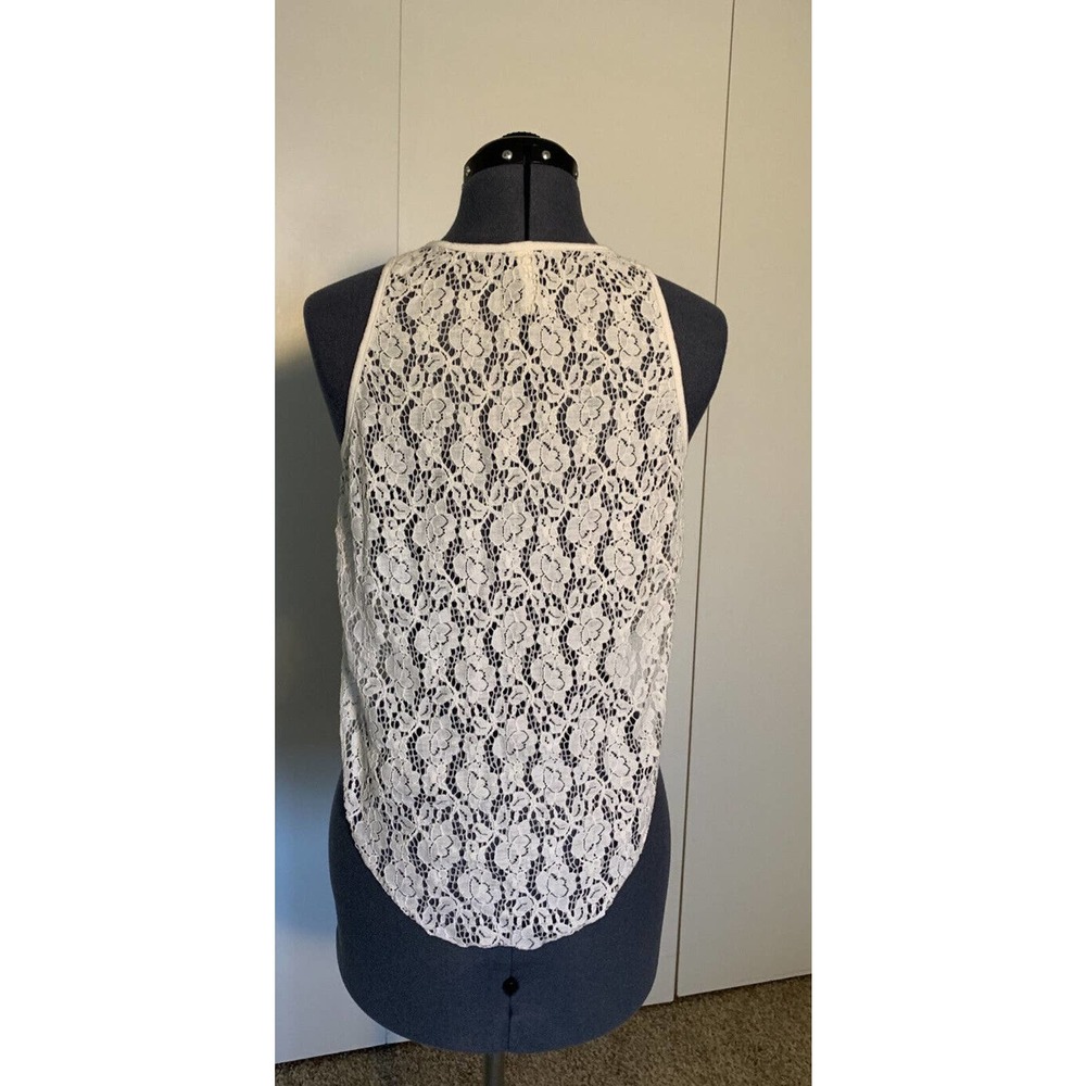 Annianna Fancy Cotton Lace High Low Tank Laced Up Side Detail Size L - Picture 2 of 7